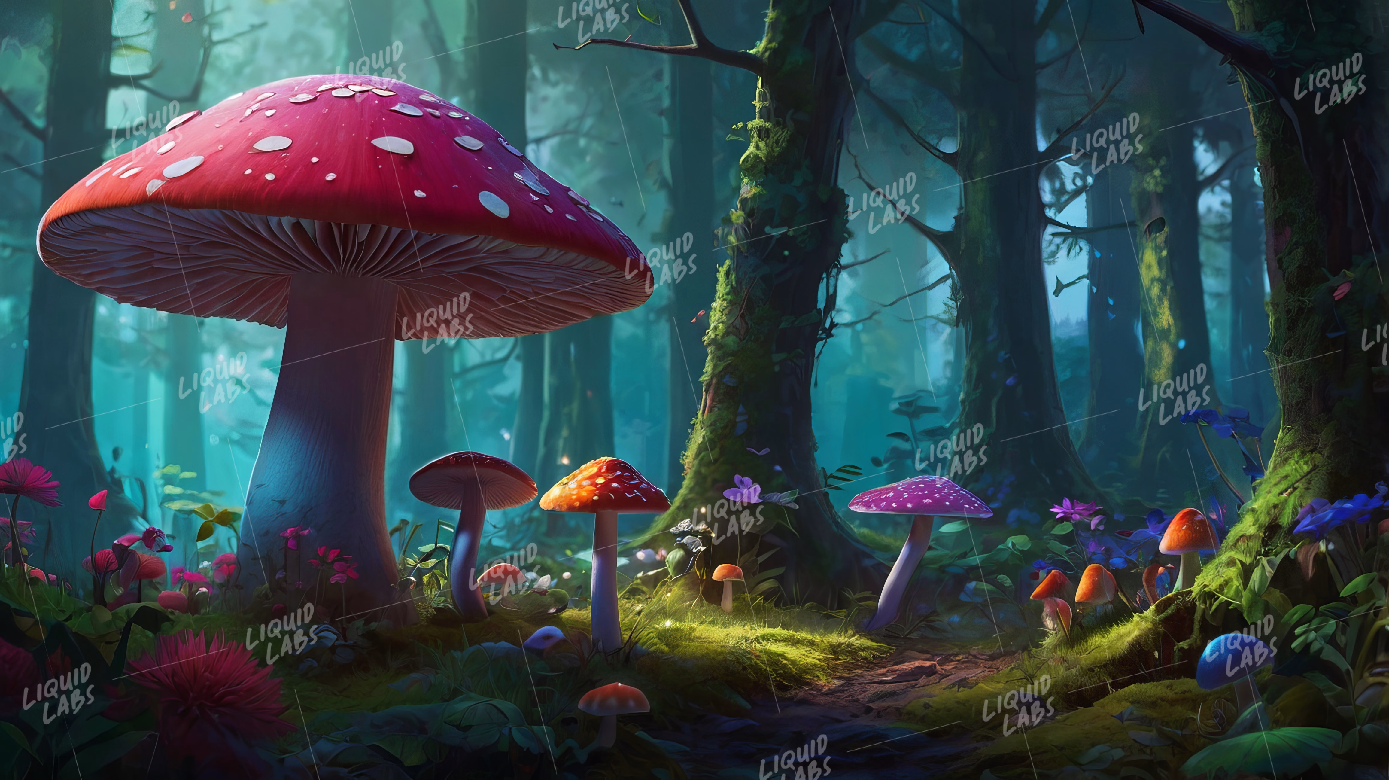 Default a magical psychedelic fluorescent neon forest of mushr 0 (2)HD