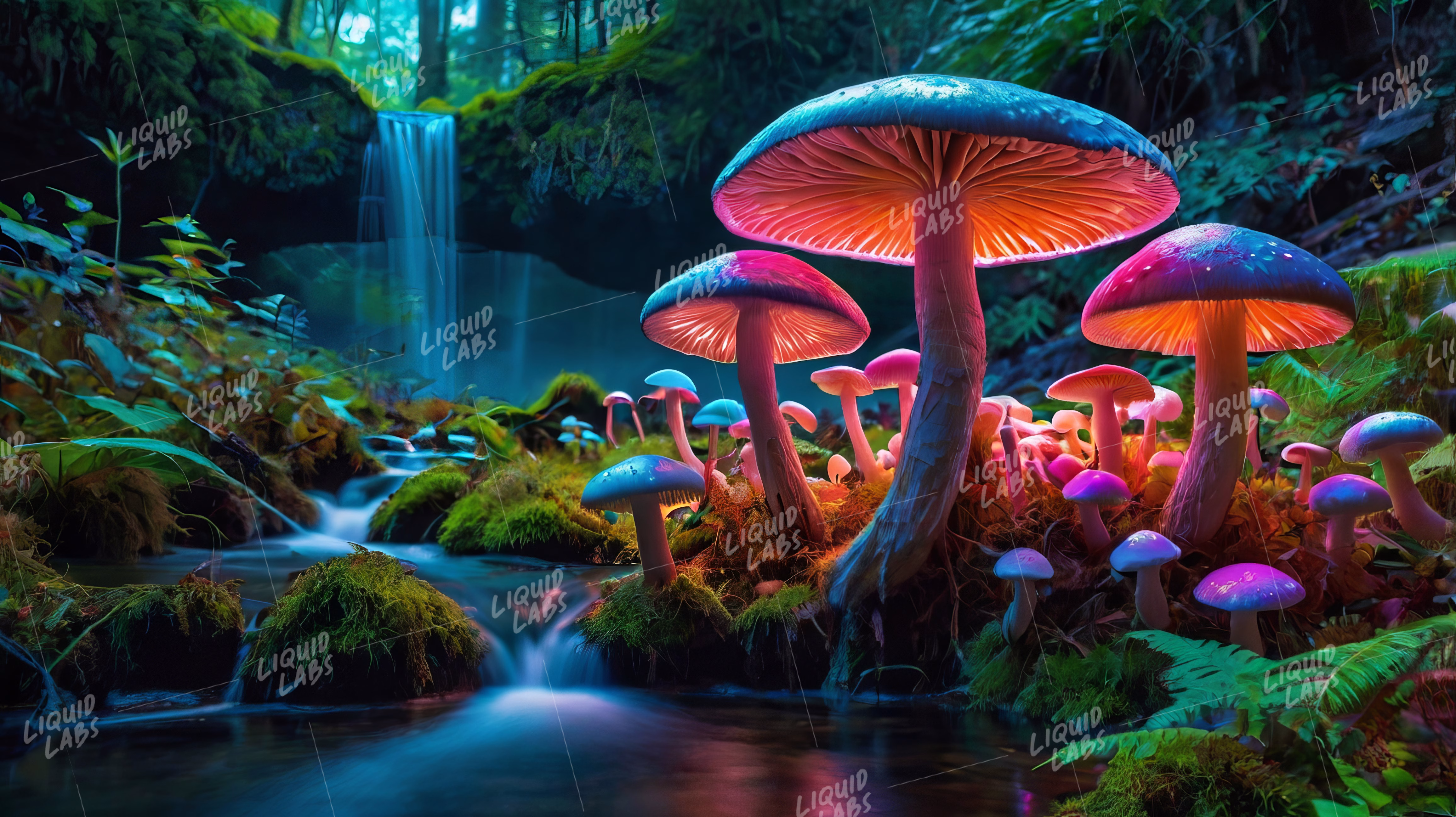 Default a magical psychedelic fluorescent neon forest of mushr 1 (1)HD